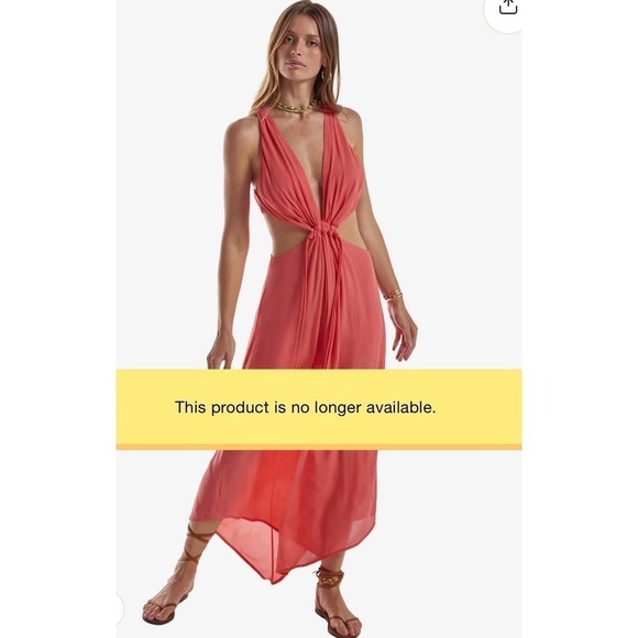 VIX paula hermany NAYARA DETAIL LONG DRESS pink red S - Picture 2 of 8